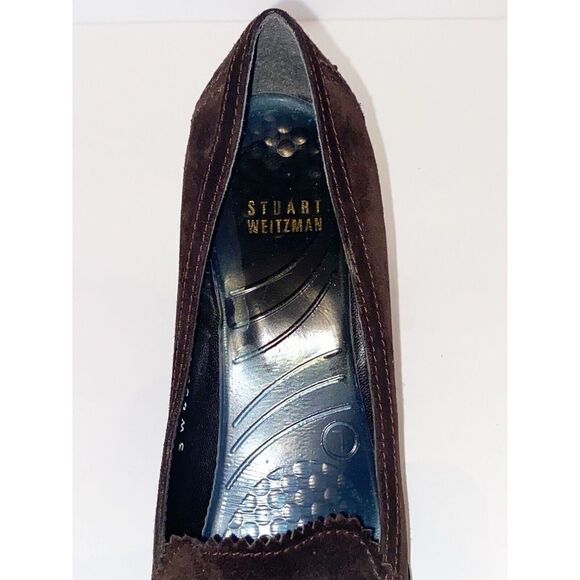 Stuart Weitzman Wedge Loafer Heel Suede Tassel Size 7 Classic Brown Y2K Retro - Picture 14 of 16